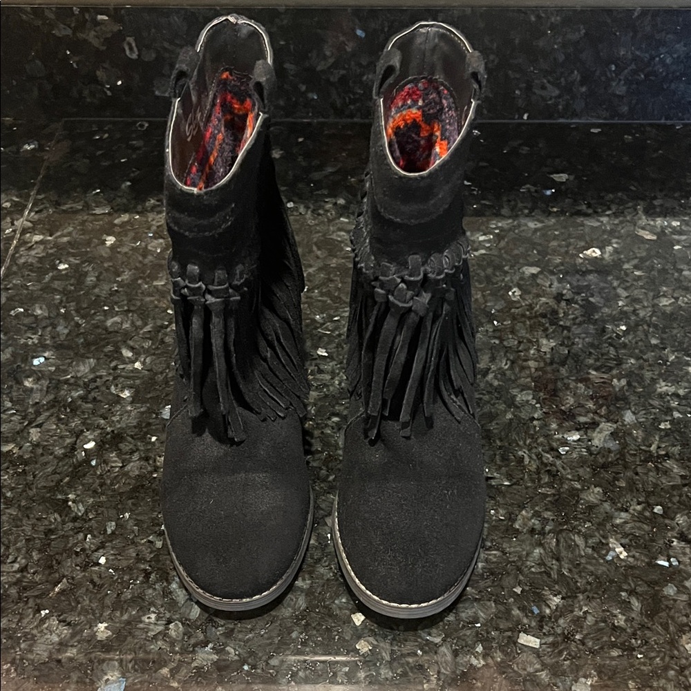 Black Fringe Ankle Boots